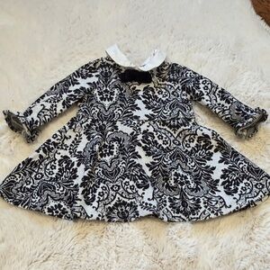 Janie and Jack Knit Sweater Dress Black White 6-12 months